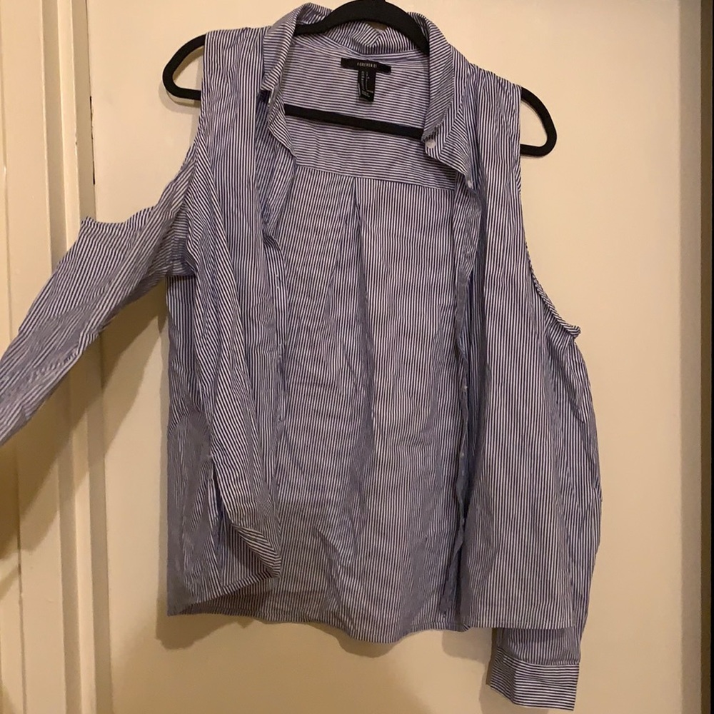 Cold shoulder button up shirt